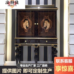 金银奢华储物柜实木隔断餐边柜 新古典后现代玄关柜门厅柜欧描式