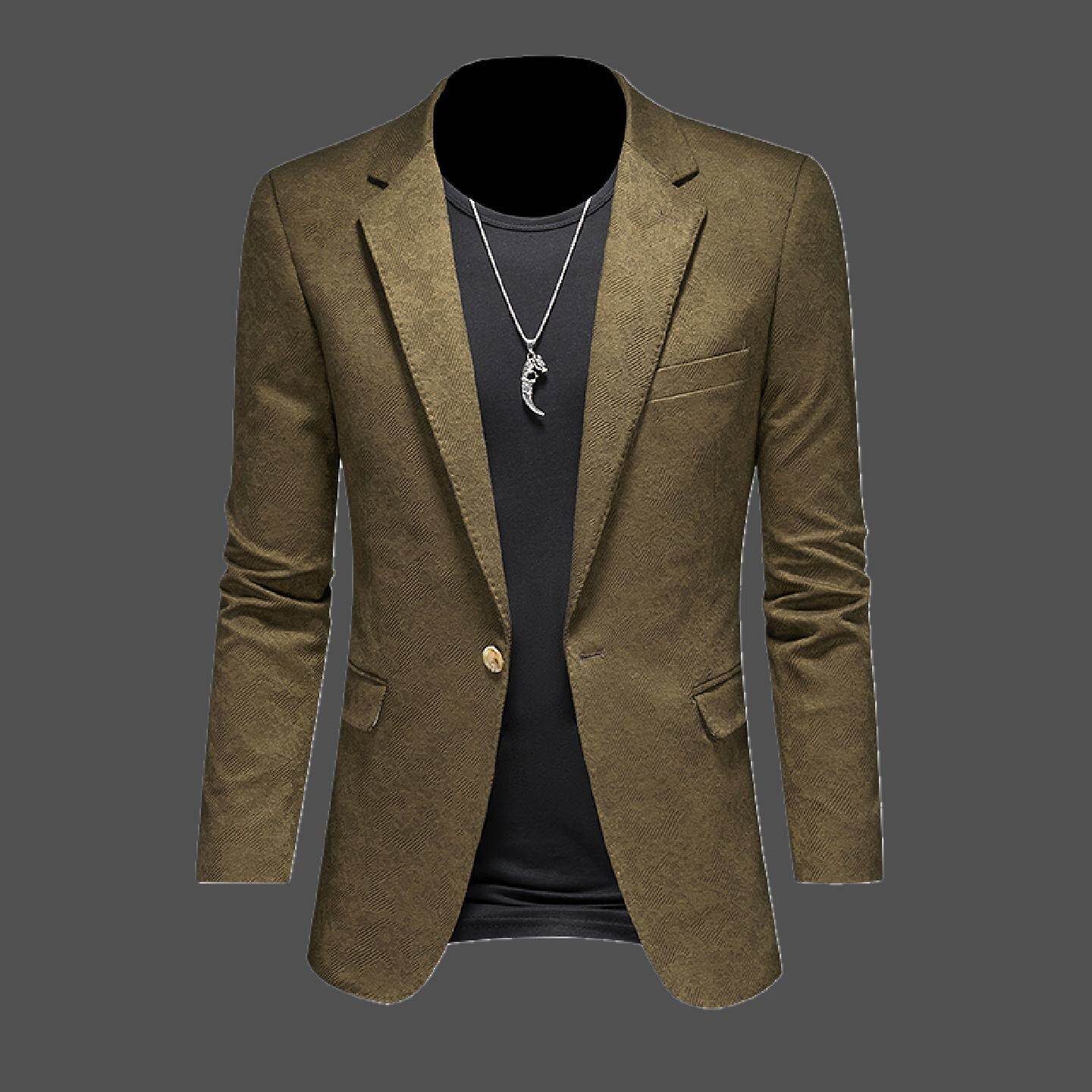 2026欧洲站西装男春秋季韩版修身休闲复古条纹大码半里布潮流西服