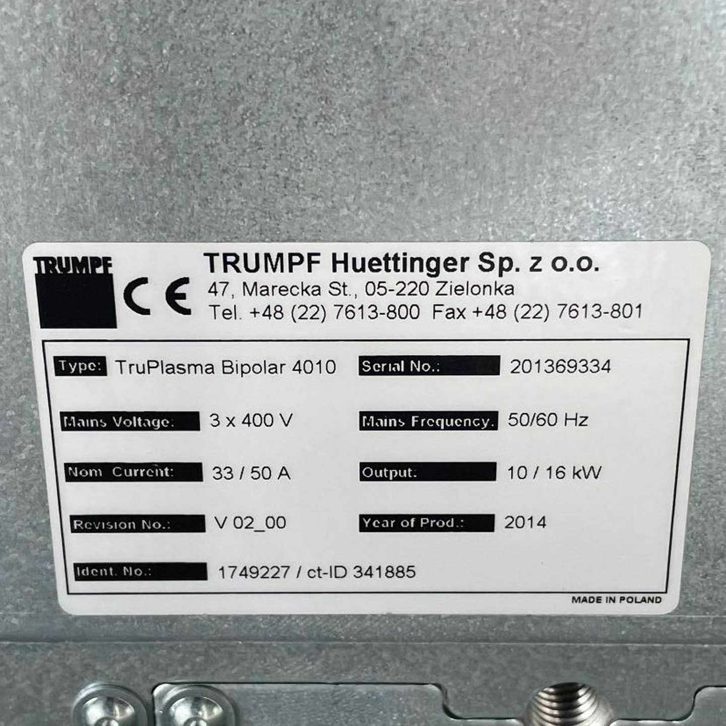 询价~霍霆格TRUPLASMA Bipolar 4010  直流电