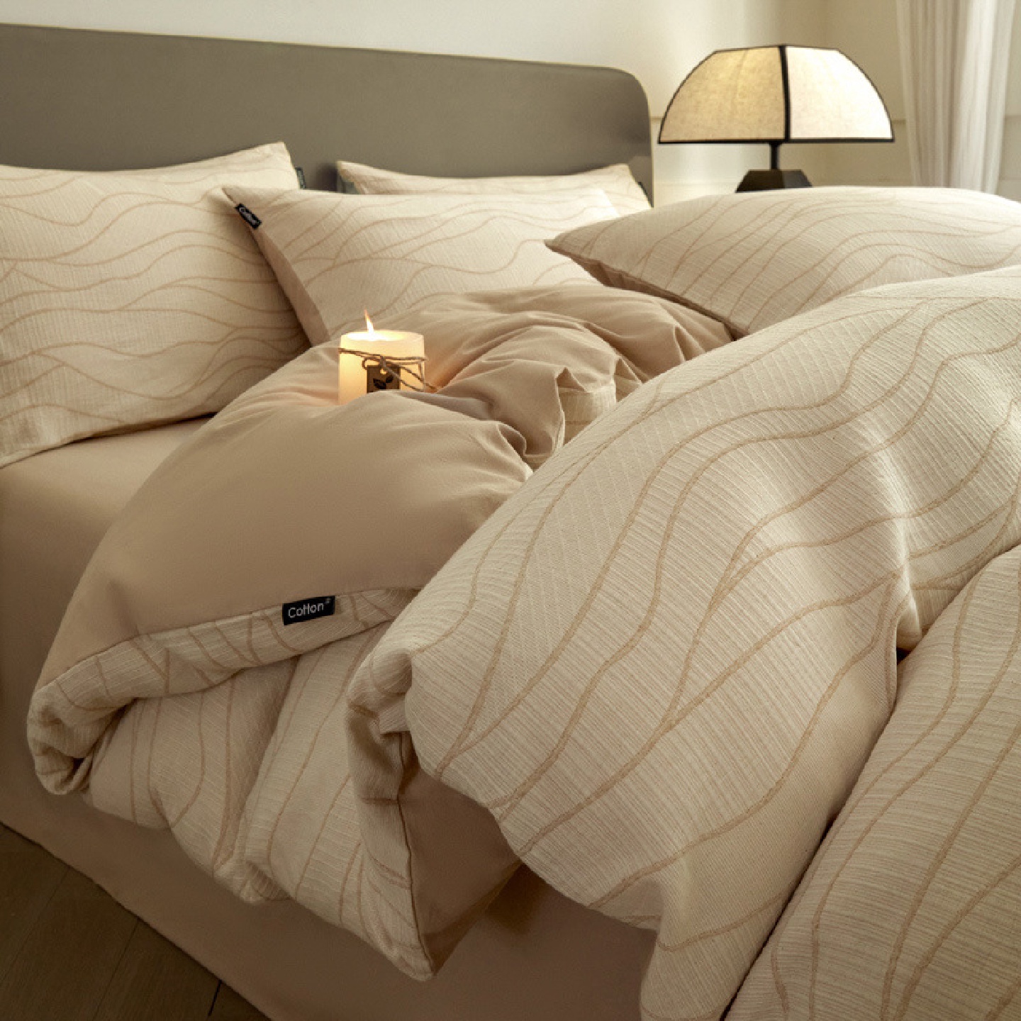 轻奢高级感三层纱加厚磨毛四件套纯棉全棉床单被套床笠款床上用品