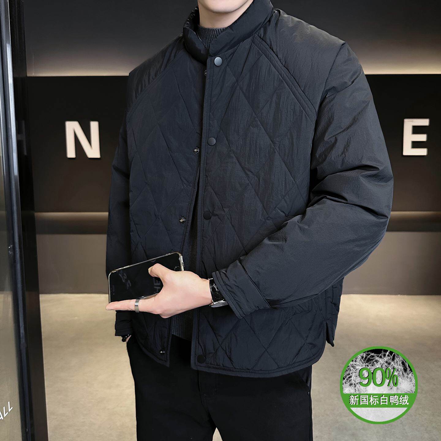 2026轻薄男士羽绒服冬季新款高级感白鸭绒圆领加厚男装夹克外套潮