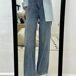 子 胖妹妹mm高腰宽松直筒显瘦阔腿裤 梨型身材牛仔裤 女秋冬加绒大码