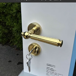 依佰利Tata尼克同款法式亮金色磁吸静音室内门锁美式复古亮-议价