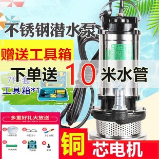 潜水泵220V家用小型不锈钢抽水泵农用灌溉抽水机高扬程排污水泵