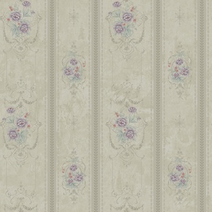 美式 田园风环保纯纸墙纸竖条纹田园花客厅电视沙发床头背景墙壁纸