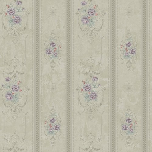 美式田园风环保纯纸墙纸竖条纹田园花客厅电视沙发床头背景墙壁纸