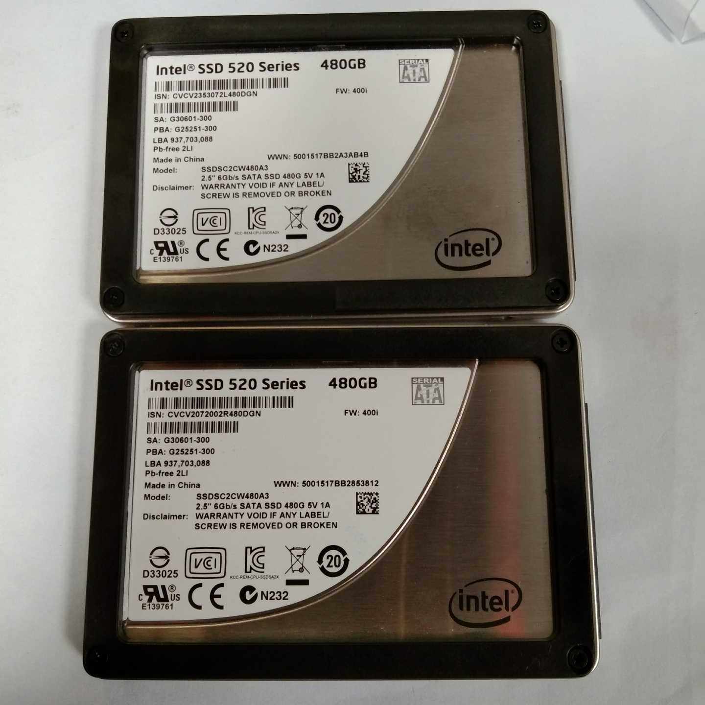 英特尔520系列480G2.5寸mlc颗粒固态硬盘--议价商品