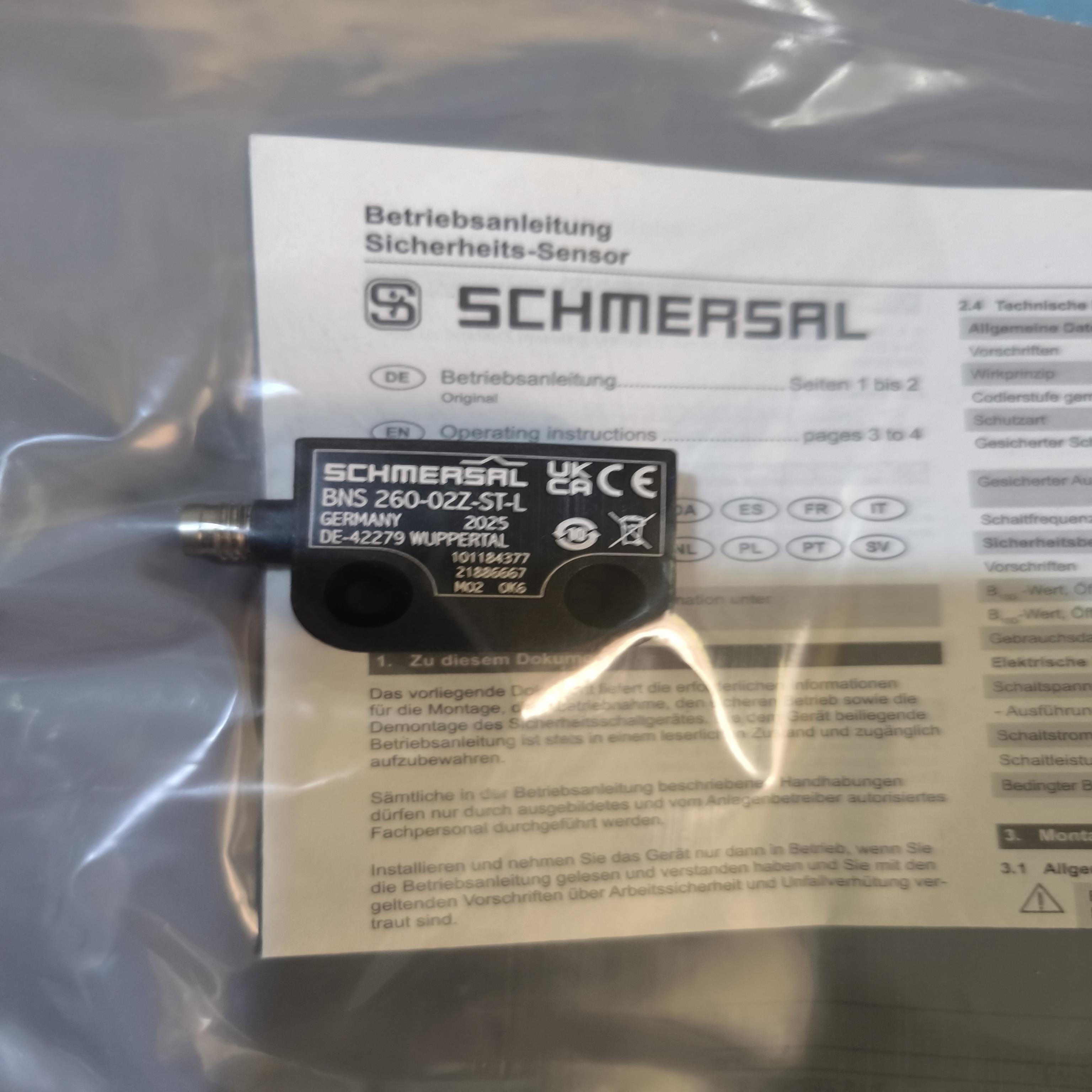 BNS260-02Z-ST-L施迈赛安全感测器全新原装现货，假一赔十！