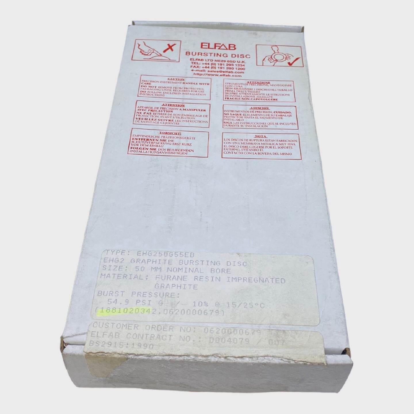 Elfab EHG250G55EB Graphite Burst Disc for Industrial Use 50m