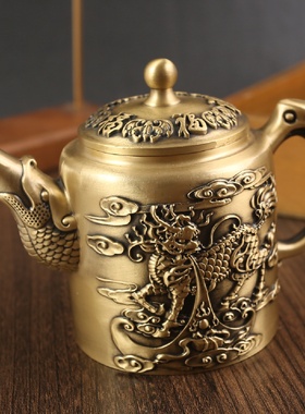 Brass Relief Unicorn Teapot Office Decoration Antique Creati