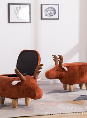 北欧麋鹿动物凳换鞋凳矮凳储物收纳凳椅子小沙发创意家居摆件