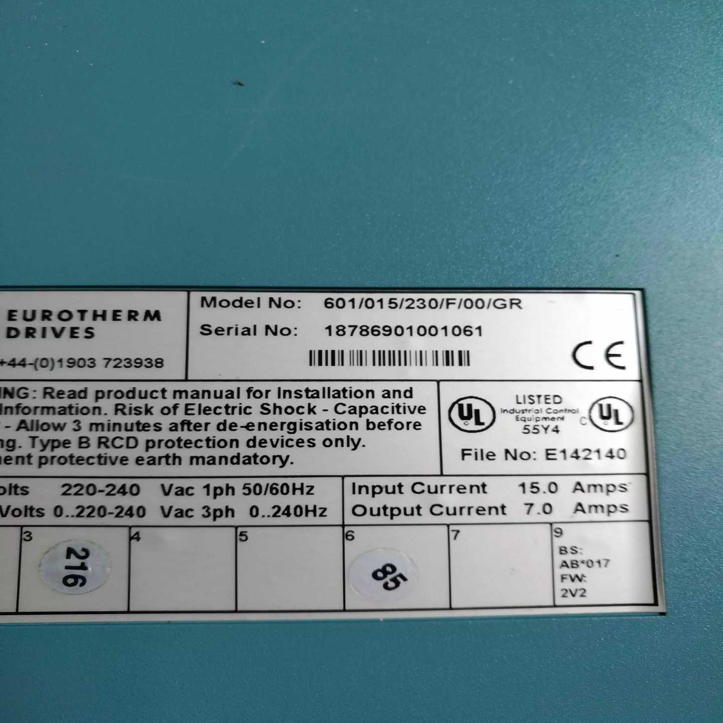 【议价】EUROTHERM DRIVES 601015230F
