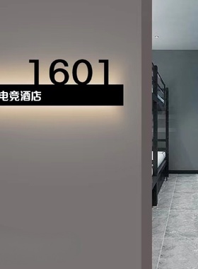 创意不锈钢钛金属宾馆包厢足浴酒店发光门牌号房号带灯指示牌
