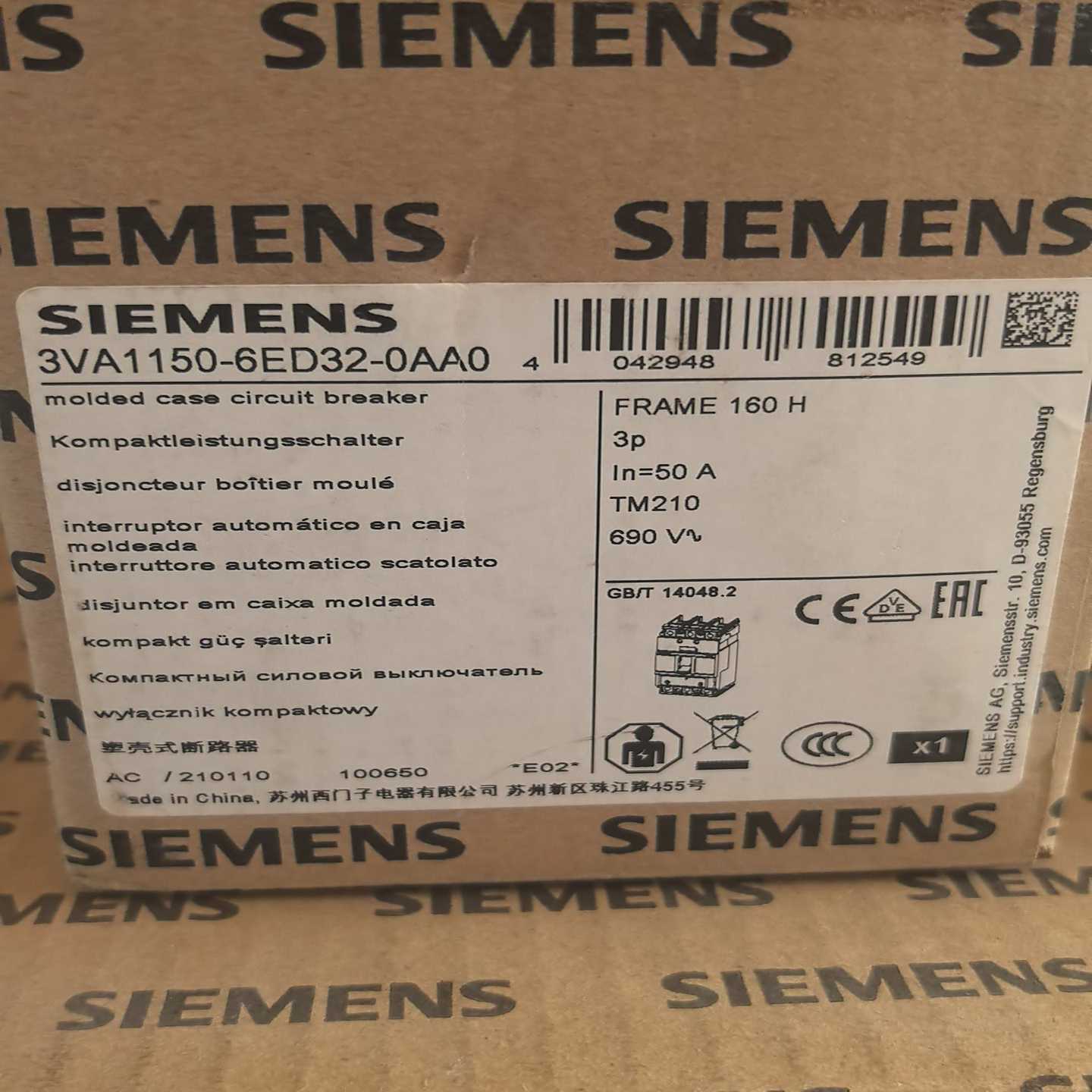 询价~3VA1150-6ED32-0AA0塑壳断路器