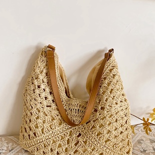 镂空编织包包女夏季 海边休闲度假沙滩草编包大容量单肩托特包 新款
