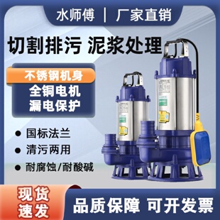 污水泵220V家用化粪池排污泵380V养殖沼气池抽粪 直销不锈钢切割式