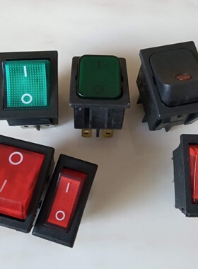 议价船型翘板开关KCD3/2-N红色绿色WOE-10A-L/KCD4大方型带指示灯
