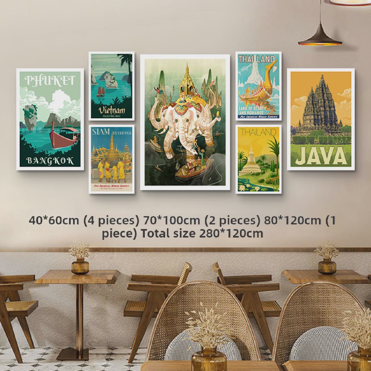 泰国风情装饰画餐厅餐馆宣传海报挂画东南亚风格挂画饭店墙面装饰