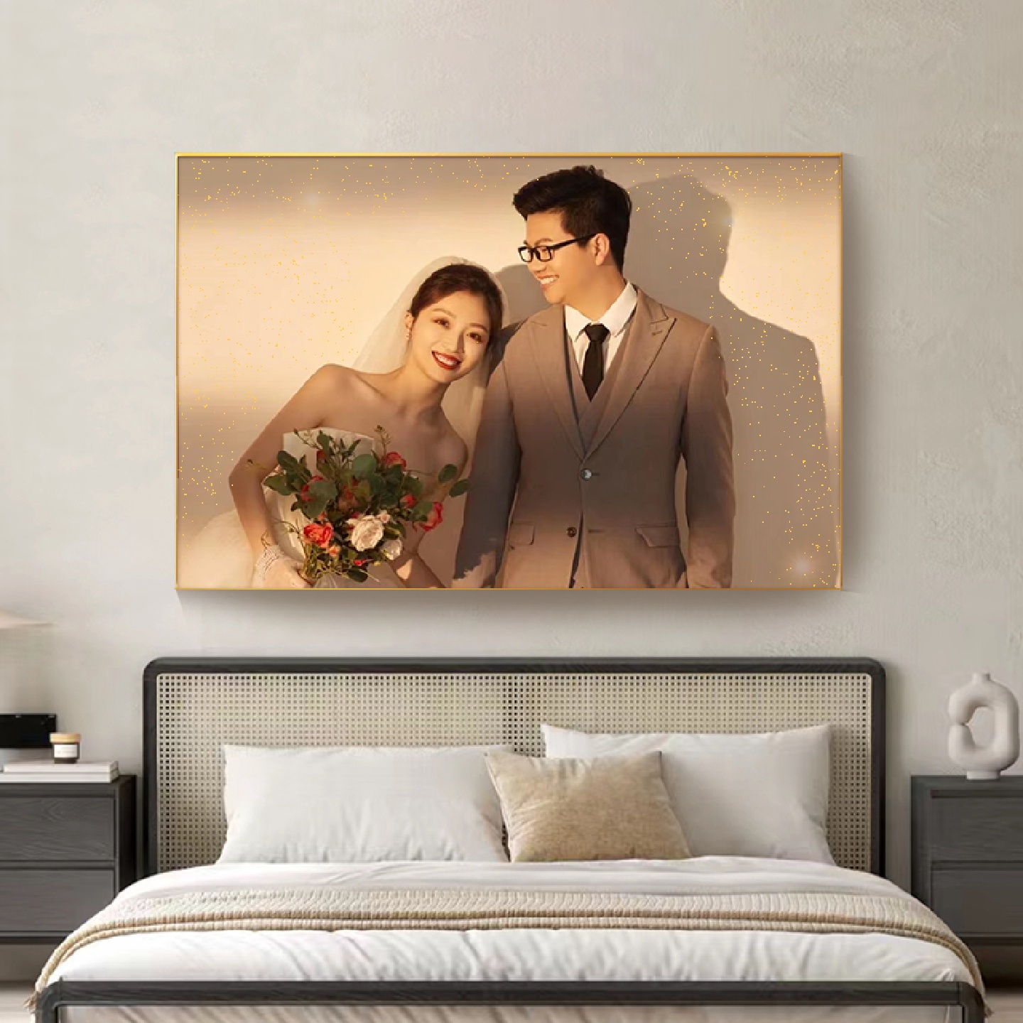 OF9D婚纱照相框挂墙定制放大洗照片做成结婚照全家福画框打印卧