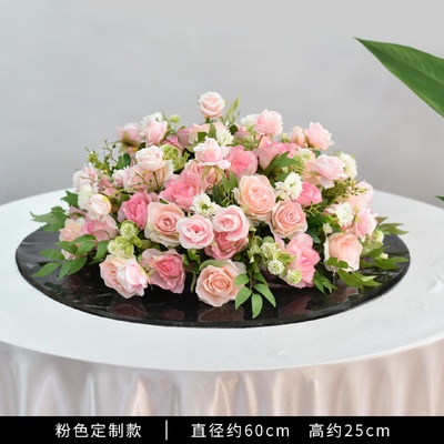 餐厅餐桌圆形桌花桌子布置假花酒店圆桌转盘摆花会议室桌装饰台花