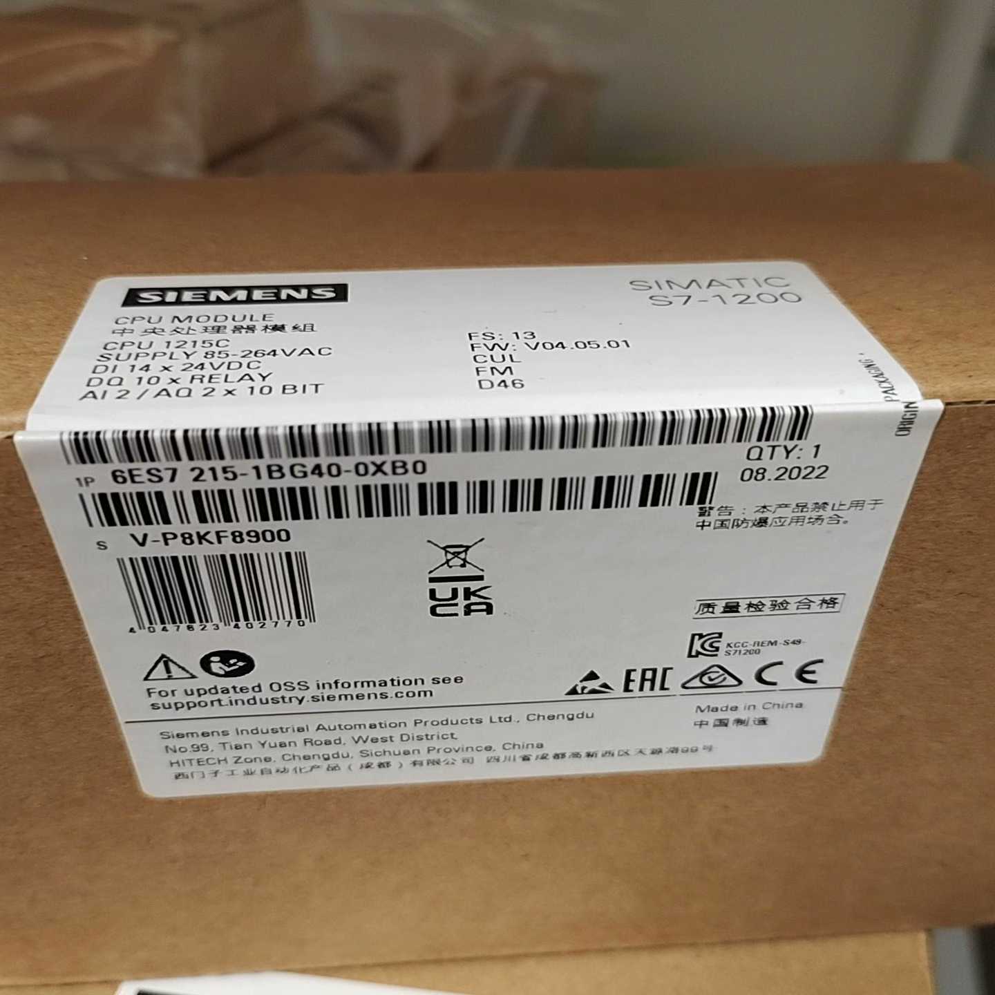 6ES7215-1BG40-0XB0未使用未开封现询价