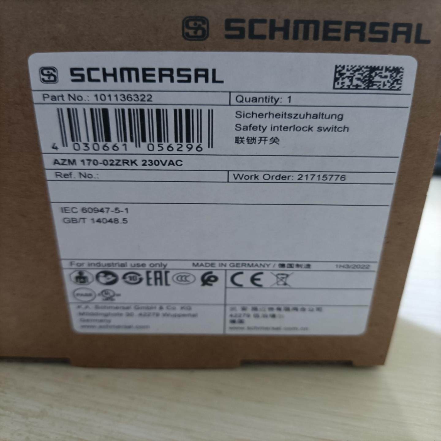 AZM170-02ZRK230VAC德国施迈赛联锁开关全新原装正品现货