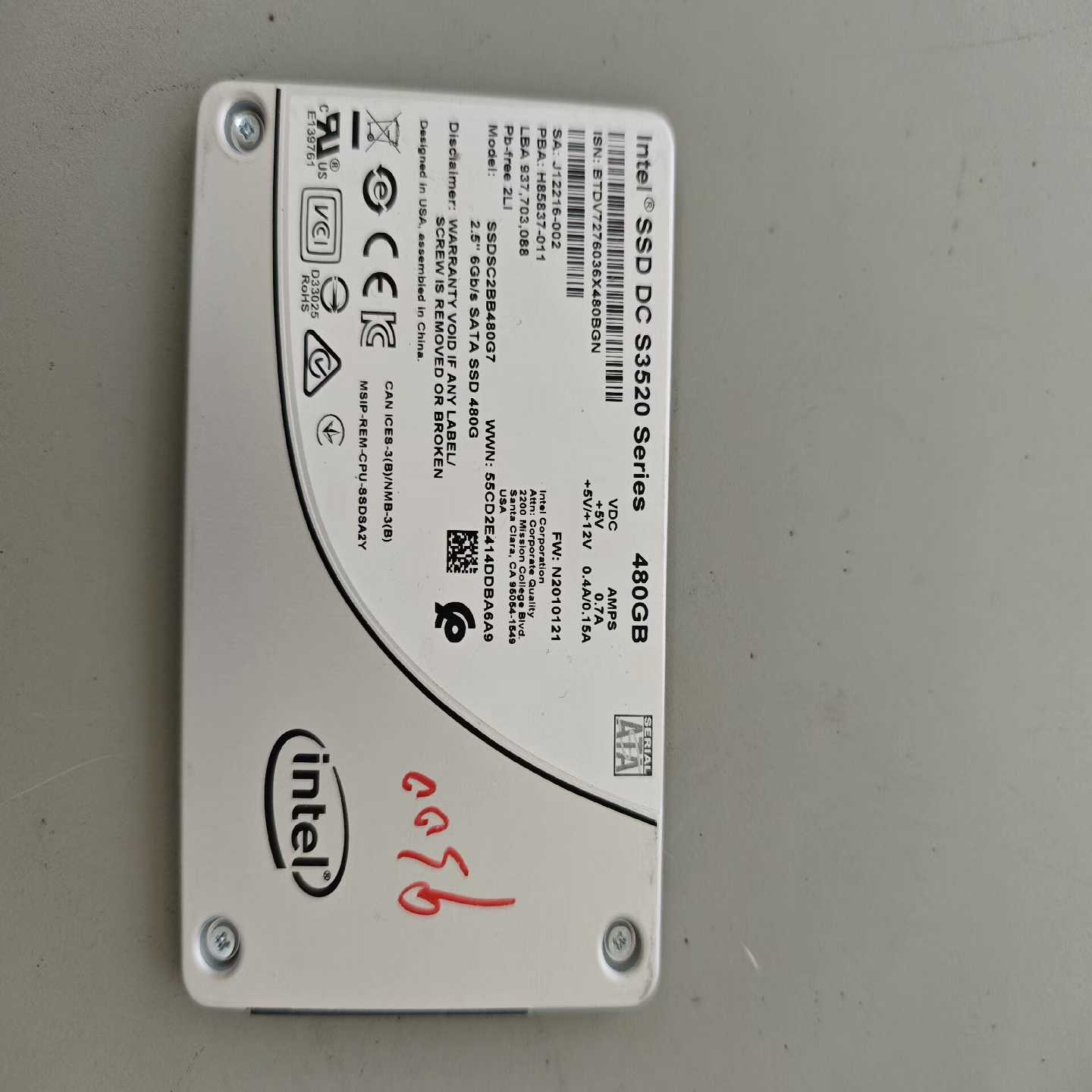 Intels3510480G2.5寸SATA协议企业级-议价