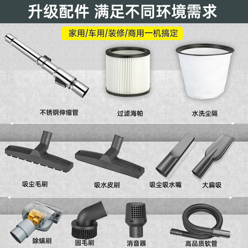 吸尘器家用强力大功率工业大吸力、洗车用用粉尘吸尘机配件