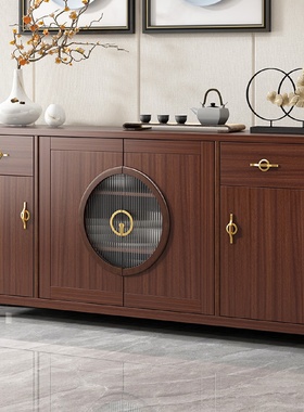 新中式餐边柜实木茶水柜家用厨房碗柜置物柜酒柜客厅靠墙储物柜