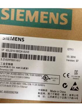议价6SL32105BE240UV0西门子 V20变频器4千瓦三相 6SL3210-5BE24-