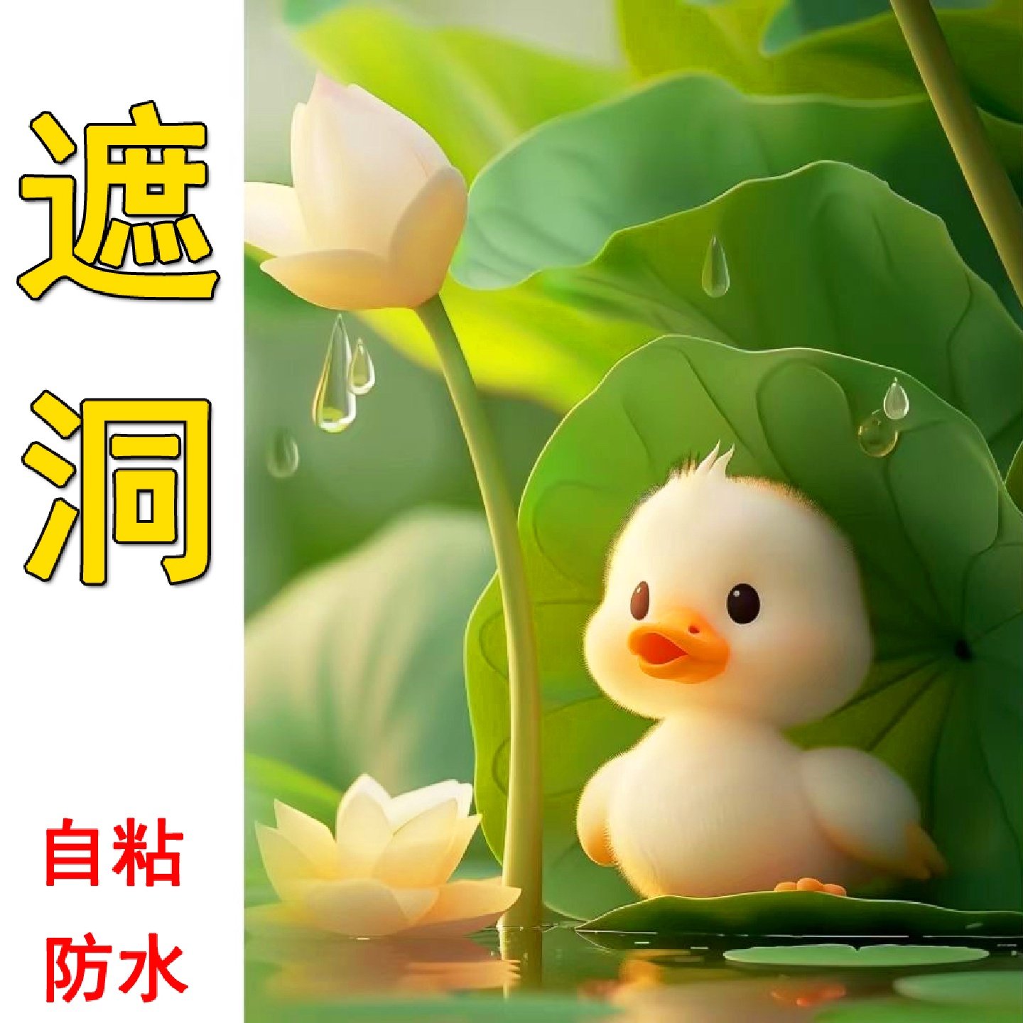 新款可爱小鸭子不透明贴纸墙面窟窿遮挡吊顶裂痕墙贴防水自粘贴画,家居饰品,软装墙贴,淘宝优惠券,粉丝福利购,淘宝优惠卷