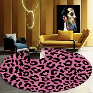 豹纹圆形皮革地垫可擦洗免洗PVC防水防油防滑客厅茶几地垫沙发垫