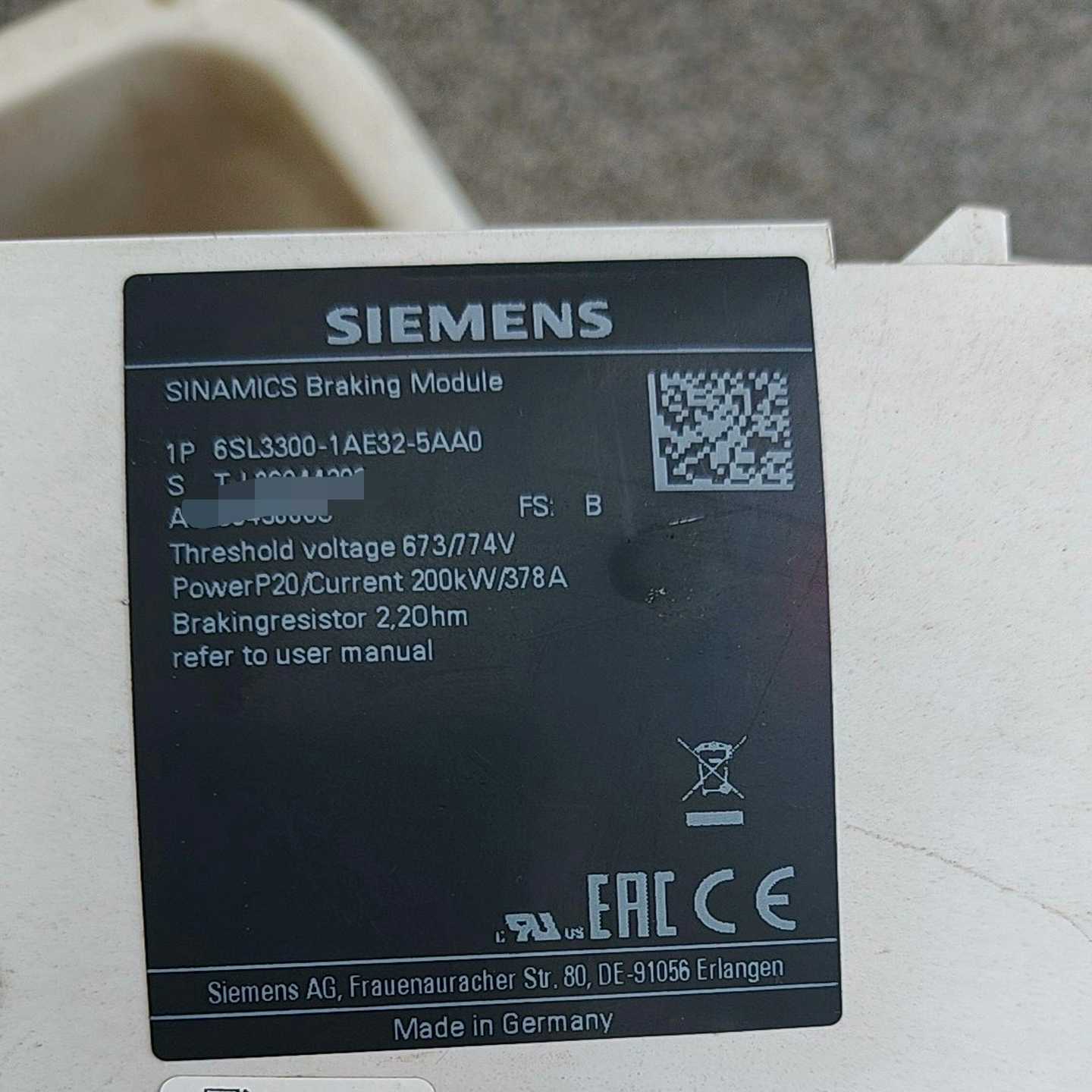 西门子6SL3300-1AE32-5AA0直流制动单元,--议价商品