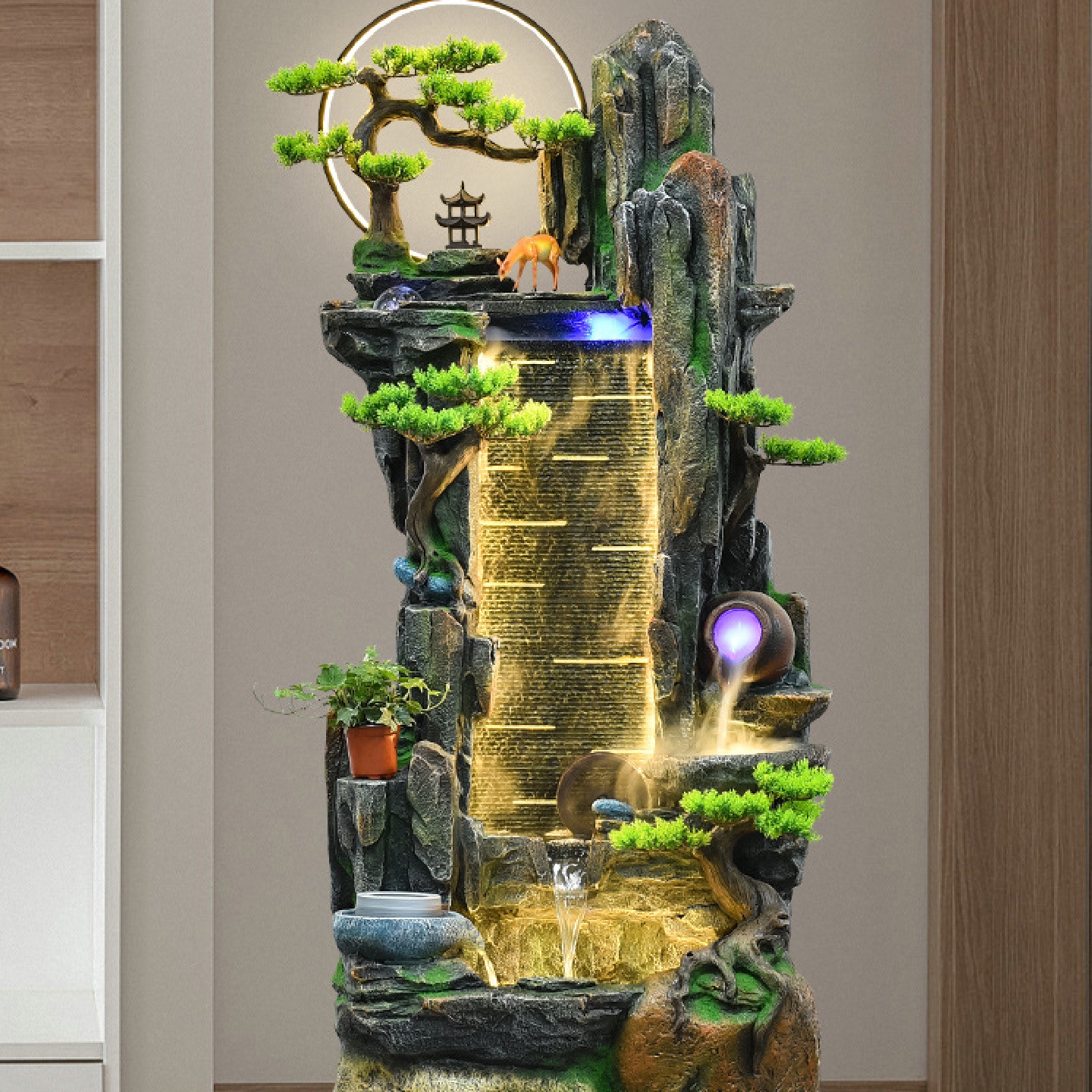 假山流水喷泉循环水鱼池造景装饰办公室庭院客厅乔迁落地摆件