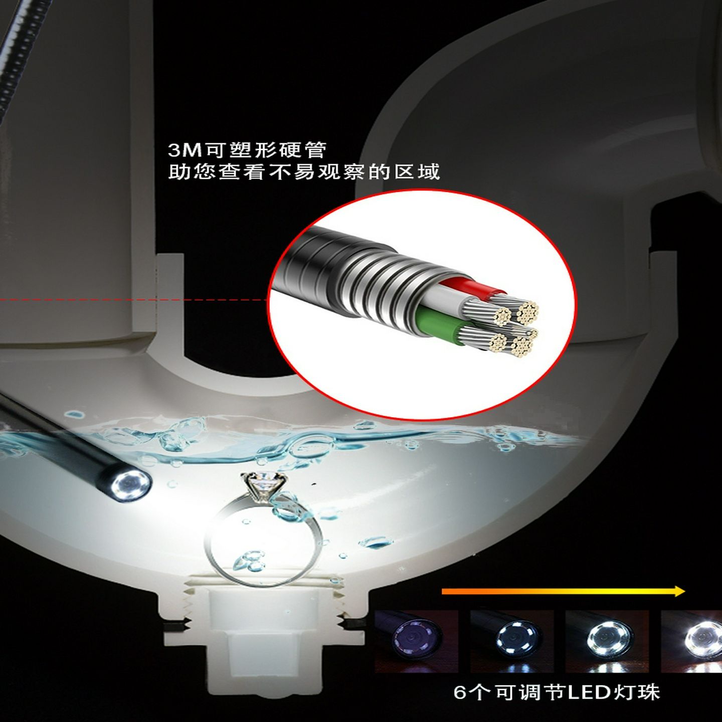 管道内窥镜汽修发动机积炭内窥镜高清工业管道摄像头自动对焦