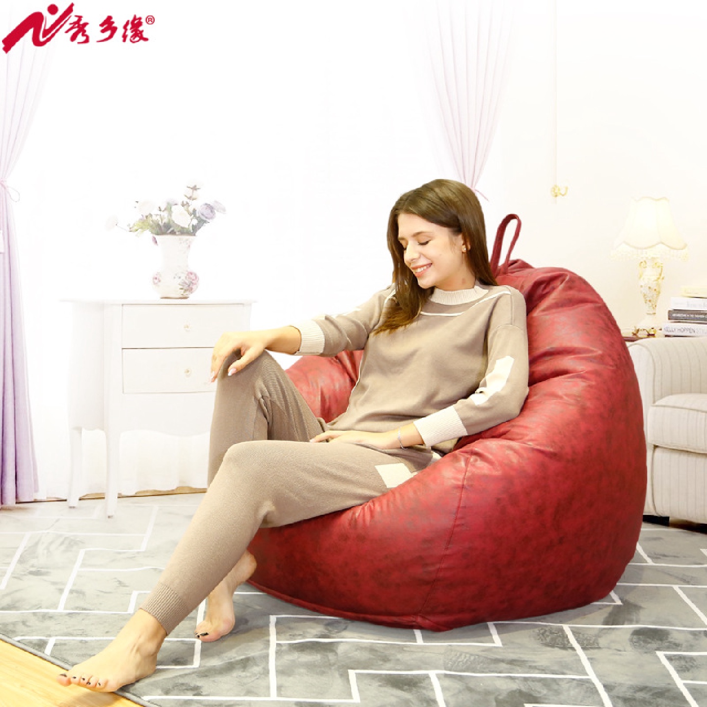秀乡缘厂家直供时尚懒人沙发科技、牛仔布艺EPS单人豆袋一件代发