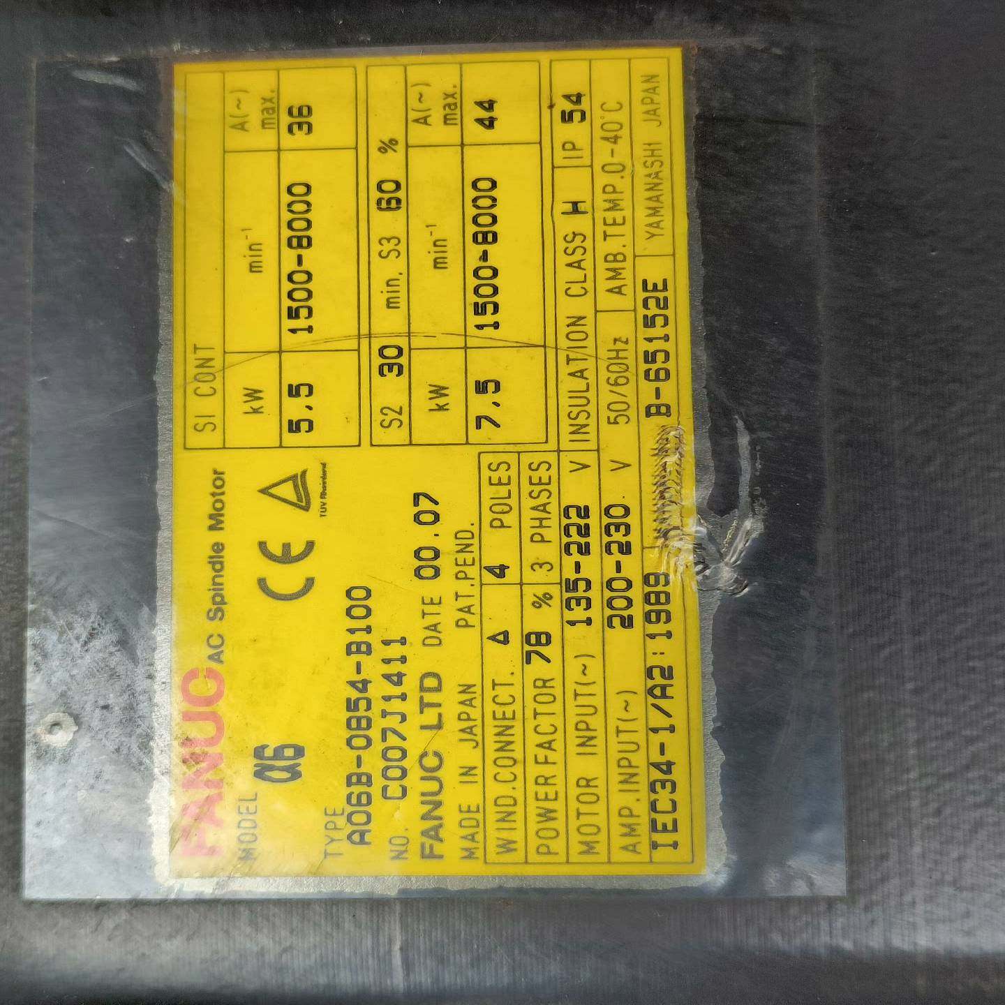 A06B-0854-B100 发那科主轴电机功能正常包好现货{议价}