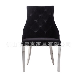 欧式 休闲书桌椅子 现代简约餐椅家用美式 不锈钢布艺软包餐厅椅欧式