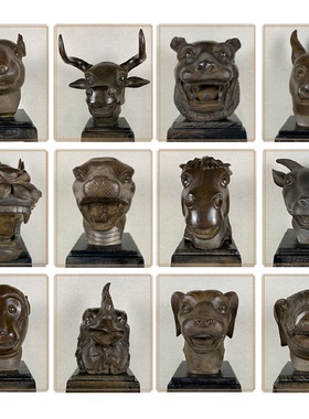 11仿古黄铜十二生肖兽首铜像客厅复古装饰摆件可客制化