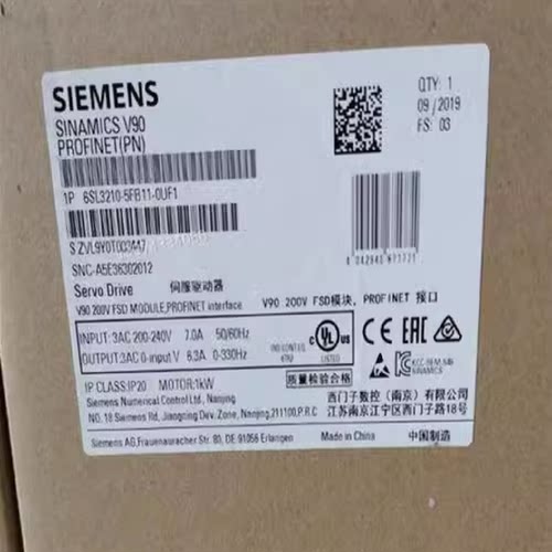 议价6SL32105FB110UF1西门子V90伺服驱动器1千瓦6SL3210-5FB11-0U