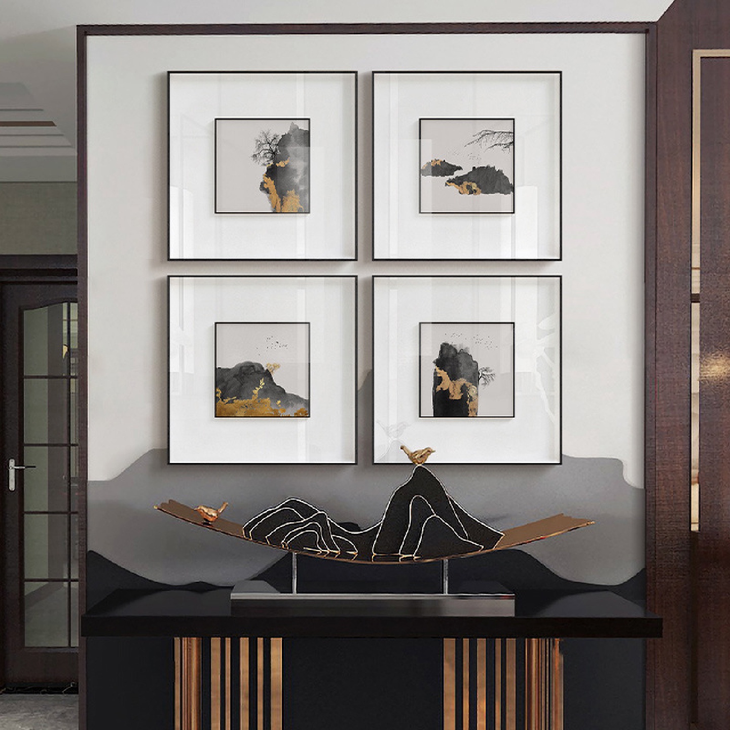 客厅装饰画新中式立体框中画房间床头挂画壁画卧室床头装饰画图片