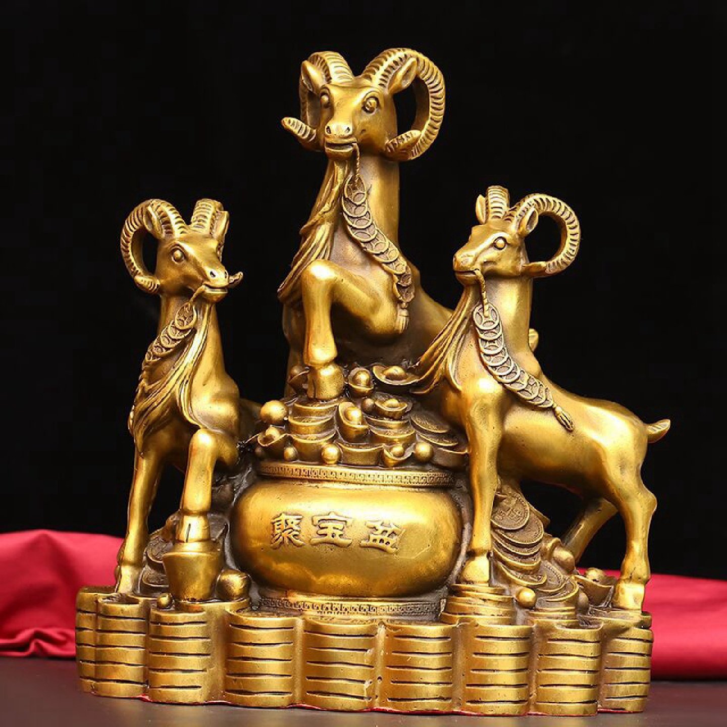 全黄铜三羊开泰金钱羊摆件家居客厅装饰办公室工艺品公司开业礼品
