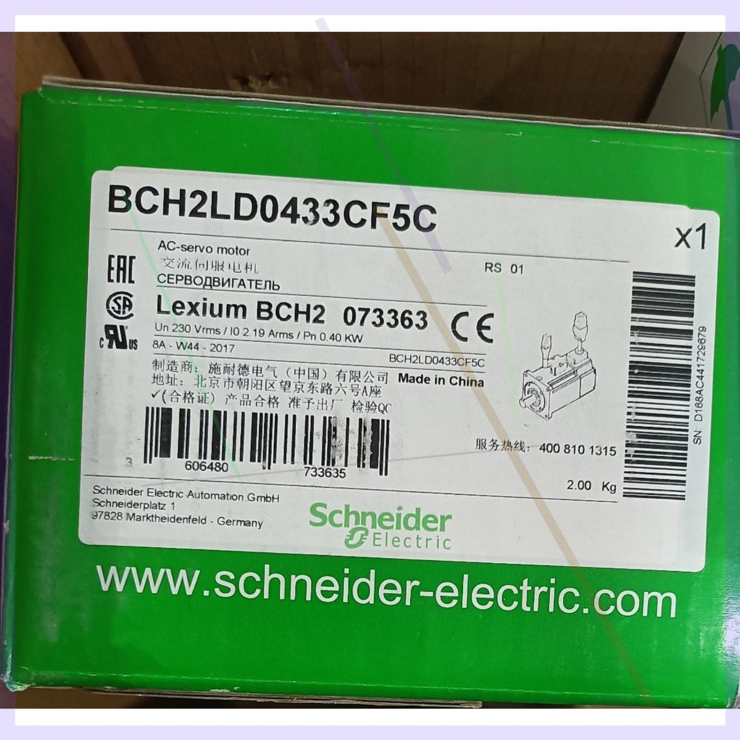 售前询价BCH2LD0433CF5C施耐d伺服马达全新原装正品