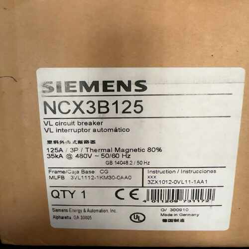 (询价)断路器 NCX3B125 3VL1112-1KM30-