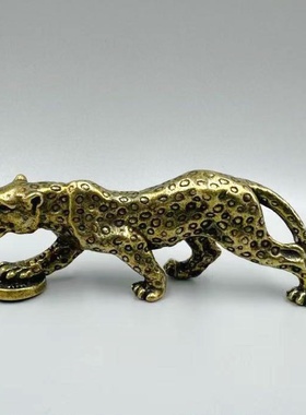 实心纯铜豹子一路暴发金钱豹手把件中控台汽车摆件办公室摆件装饰