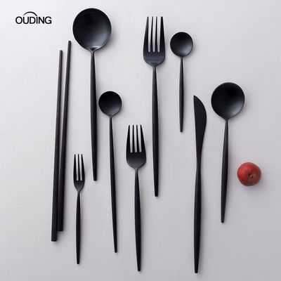 OUDING哑光全黑刀叉 葡萄牙INS不锈钢牛排刀叉勺长柄咖啡勺水