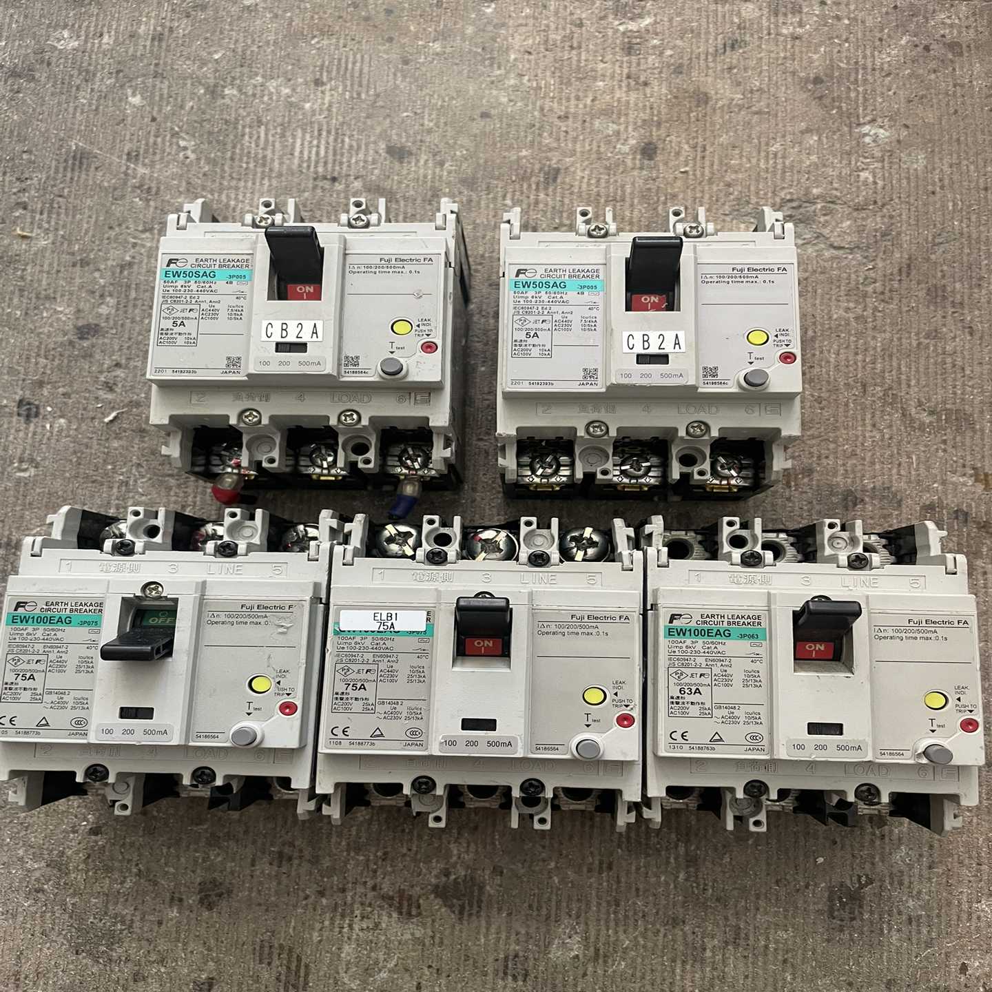 富士漏电断路器EW50SAG和EW100EAG，3P，5A到