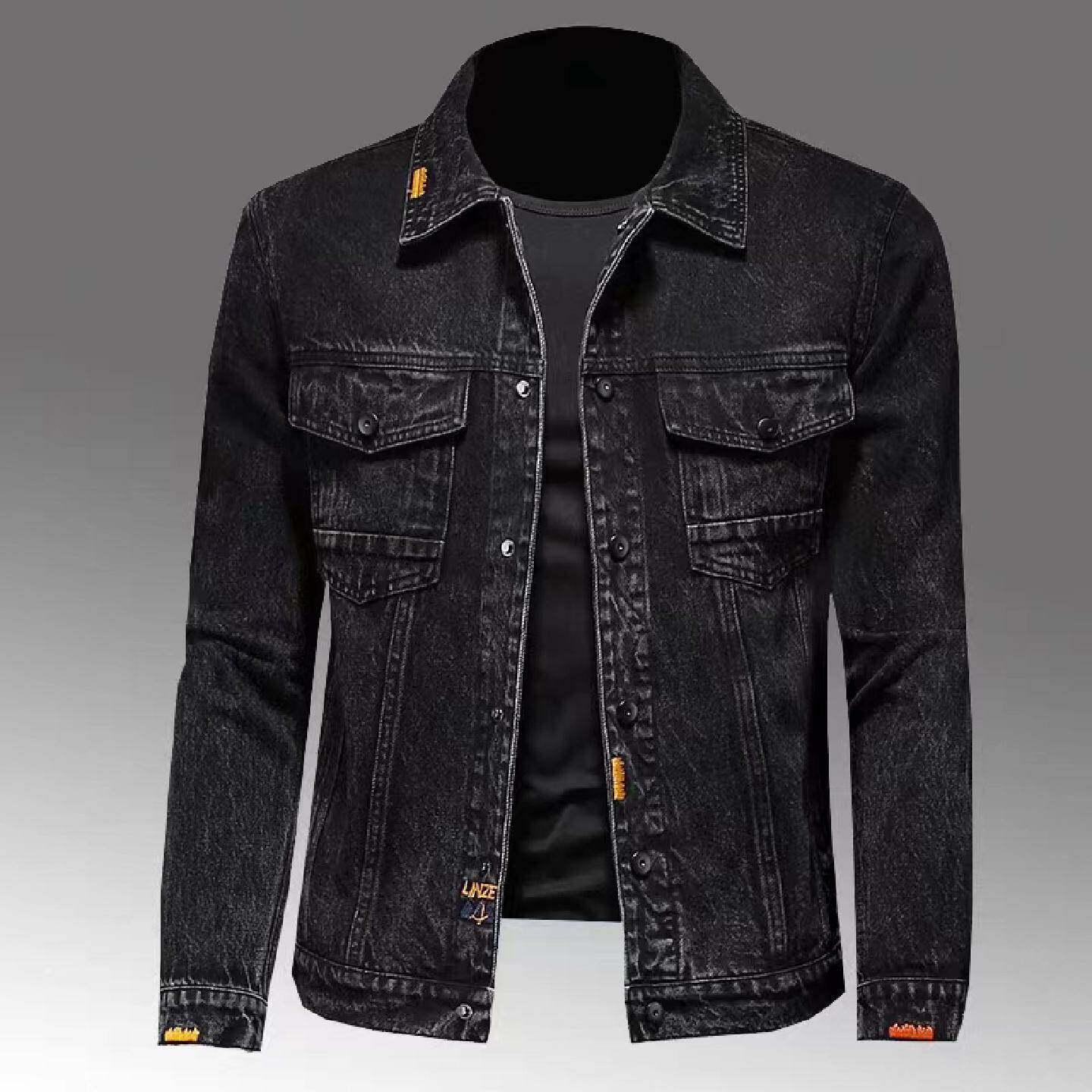 2026欧洲站牛仔外套男士春秋季新款百搭休闲韩版潮流黑色翻领夹克