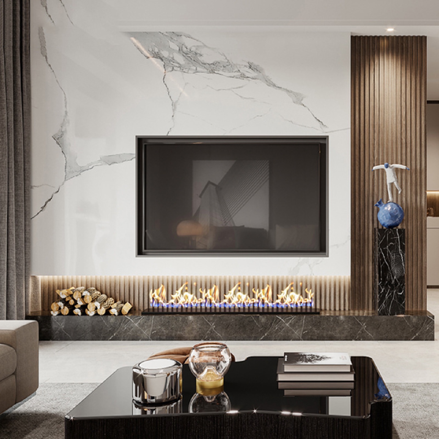 酒精壁炉厂家智能室内取暖器嵌入式别墅真火装饰电视背景墙