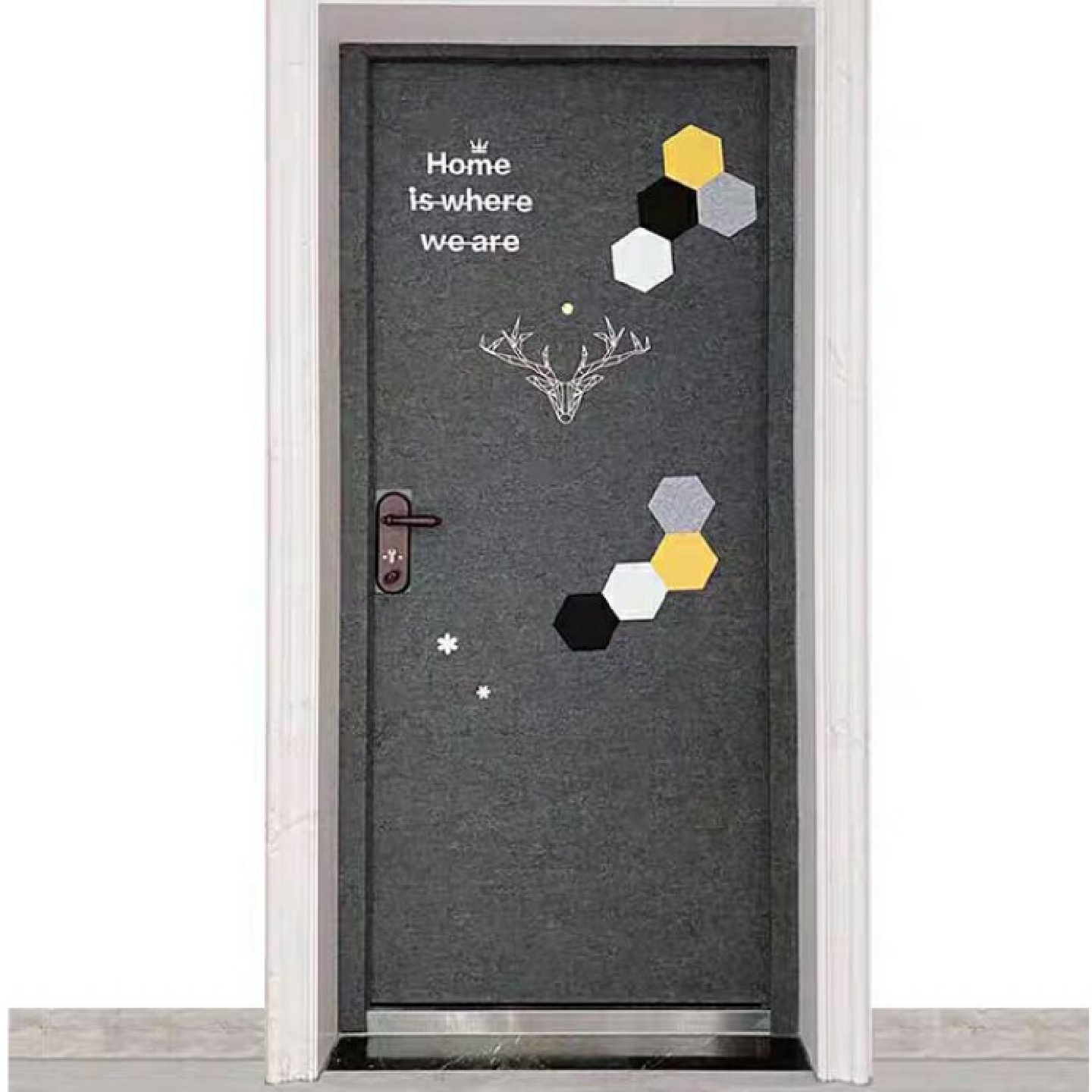 简约创意装饰防盗门贴毛毡门贴纸自粘整张隔音墙贴防撞背胶毛毡门